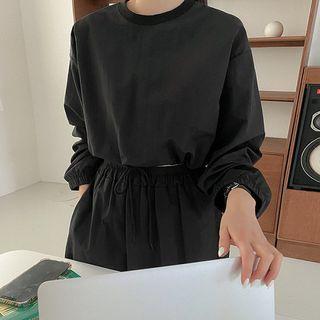 Plus Size Drawstring-hem Cropped Top