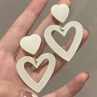 Heart Resin Dangle Earring B-225 - 1 Pair - Milky White - One Size