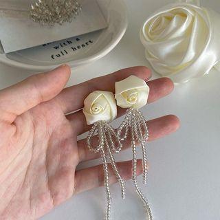 Rose Beaded Drop Earring 1 Pair - Yellow - One Size