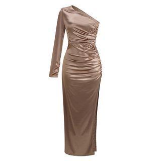 Long-sleeve Asymmetrical Maxi Dress