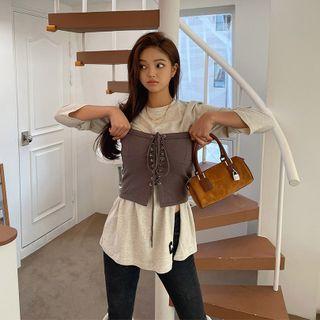 Lace-up Napped Corset Top