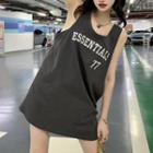 Letter Embroidered Long Tank Top