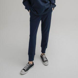 [nefct] Band-waist Jogger Pants Navy Blue - One Size