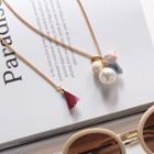 Faux-pearl Tassel Long Necklace
