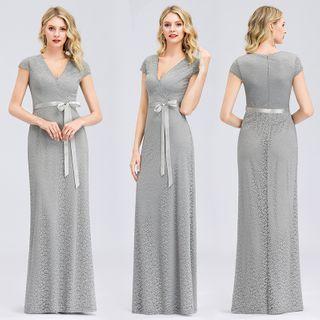 Cap-sleeve Lace Sheath Evening Gown