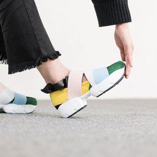Frilled-detail Color-block Sneakers