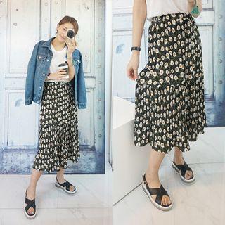 Band-waist Floral Skirt