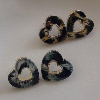 Leopard Print Heart Stud Earring