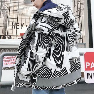 Couple Matching Zebra Print Hooded Padded Jacket