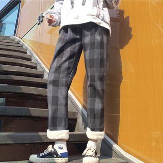 Check Straight Fit Pants Black - One Size