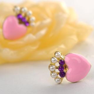 Heart-shaped Earrings  Pink - One Size