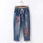 Floral Embroidered Straight Leg Jeans