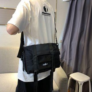 Letter Embroidered Buckled Crossbody Bag