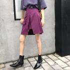 High-waist Irregular A-line Skirt Purple - One Size