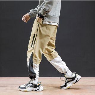 Drawstring Color Block Letter Printed Pants