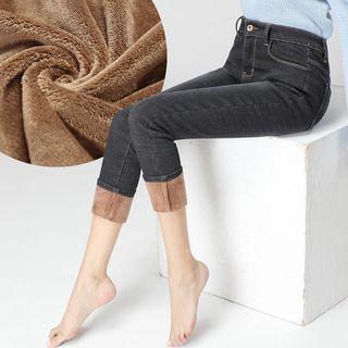 Cropped Fleece-lined Skinny Jeans