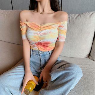Printed Off-shoulder Crop Top