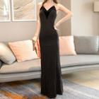 Strapless Velvet Panel Midi A-line Dress