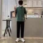 Short-sleeve Polo Shirt / Straight Leg Pants / Set