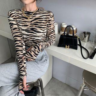 Zebra-print Crop T-shirt