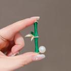 Bamboo Faux Pearl Alloy Brooch Green - One Size