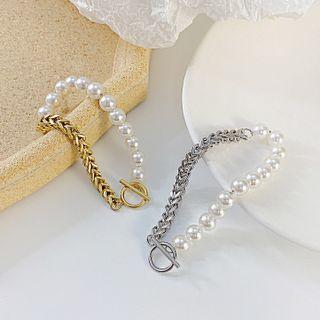 Faux Pearl Panel Bracelet