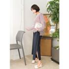 Band-waist Slit-hem Wide-leg Pants