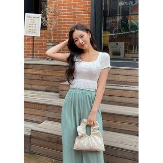 Lettuce-edge Ribbed Crop Top