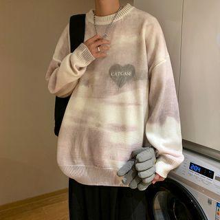 Heart Print Tie Dye Sweater