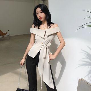 Irregular Off-shoulder Slim-fit Top