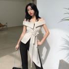 Irregular Off-shoulder Slim-fit Top