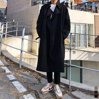 Wide-lapel Double-breasted Trench Coat With Belt