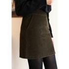 Pocket-side Corduroy A-line Miniskirt