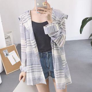 Striped Hooded Shirt As Shown In Figure - One Size