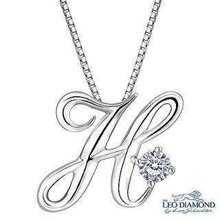 Initial Love 18k White Gold Diamond Pendant Necklace (16) - H