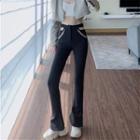 Cut Out Boot Cut Pants With Chain
