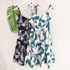 Tie-shoulder Printed Sleeveless Dress