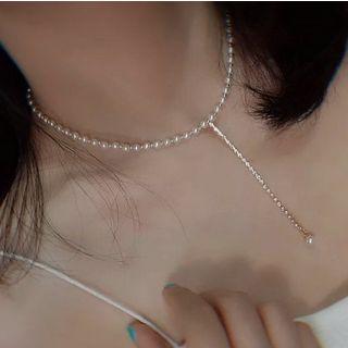 Beaded Rhinestone Lariat Necklace Multi-pearl - One Size