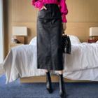 Napped Coated Long Pencil Skirt