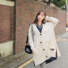 Badge-patch Buttoned Long Cardigan