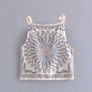 Paisley Print Camisole Top Blue Paisley Print - White - One Size