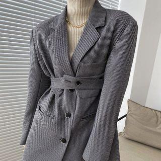 Single Breasted Houndstooth Blazer