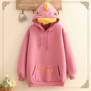 Duck Embroidered Fleece-lined Hoodie
