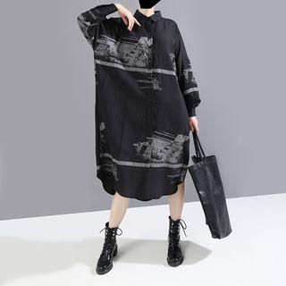 Black Print Shirtdress
