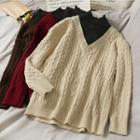 Mock Two-piece Mock-neck Sweater In 5 Colors