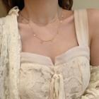 Alloy Star Faux Crystal Layered Choker Necklace Gold - One Size