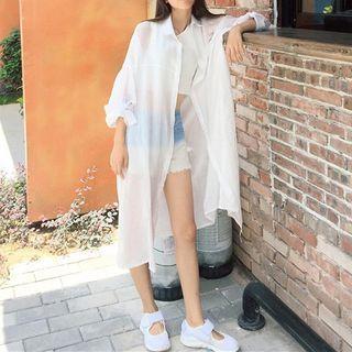 Plain Slide-slit Long Shirt
