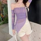 Set: Halter Neck Top + Arm Sleeves Purple - One Size