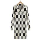 Collared Checker Print Knit Dress