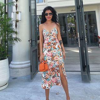 Floral Split A-line Dress